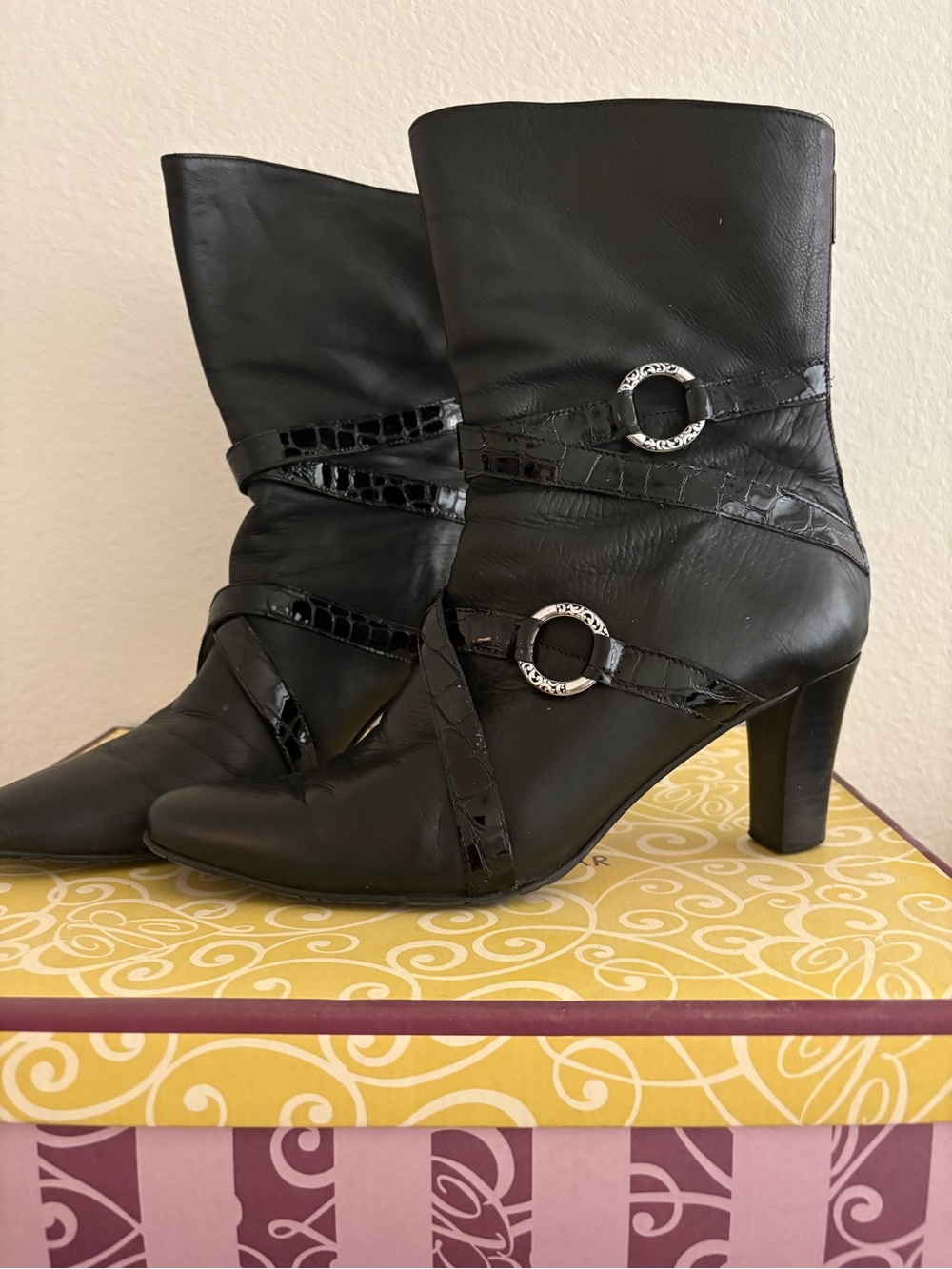 Brighton Risqué Black Women's Mid-Calf Heeled Boots